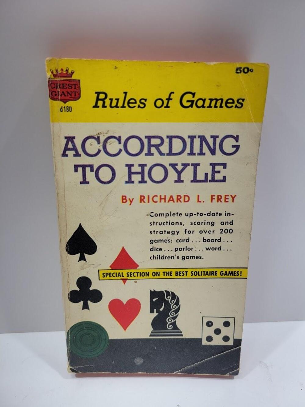 Vintage Rules Of Games According To Hoyle Frey Crest Giant Yellow PB USA Games